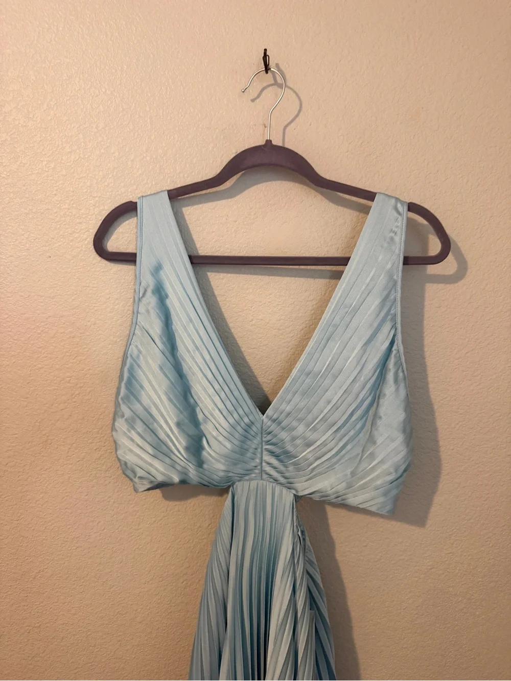 Abercrombie & Fitch Sky Blue Pleated V-Neck Maxi Dress